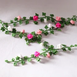 Dollhouse Mini Garden Scene Flower Rattan Simulation Flower Vine Miniature Items Parterre BJD Dolls House Accessories Girls Toys