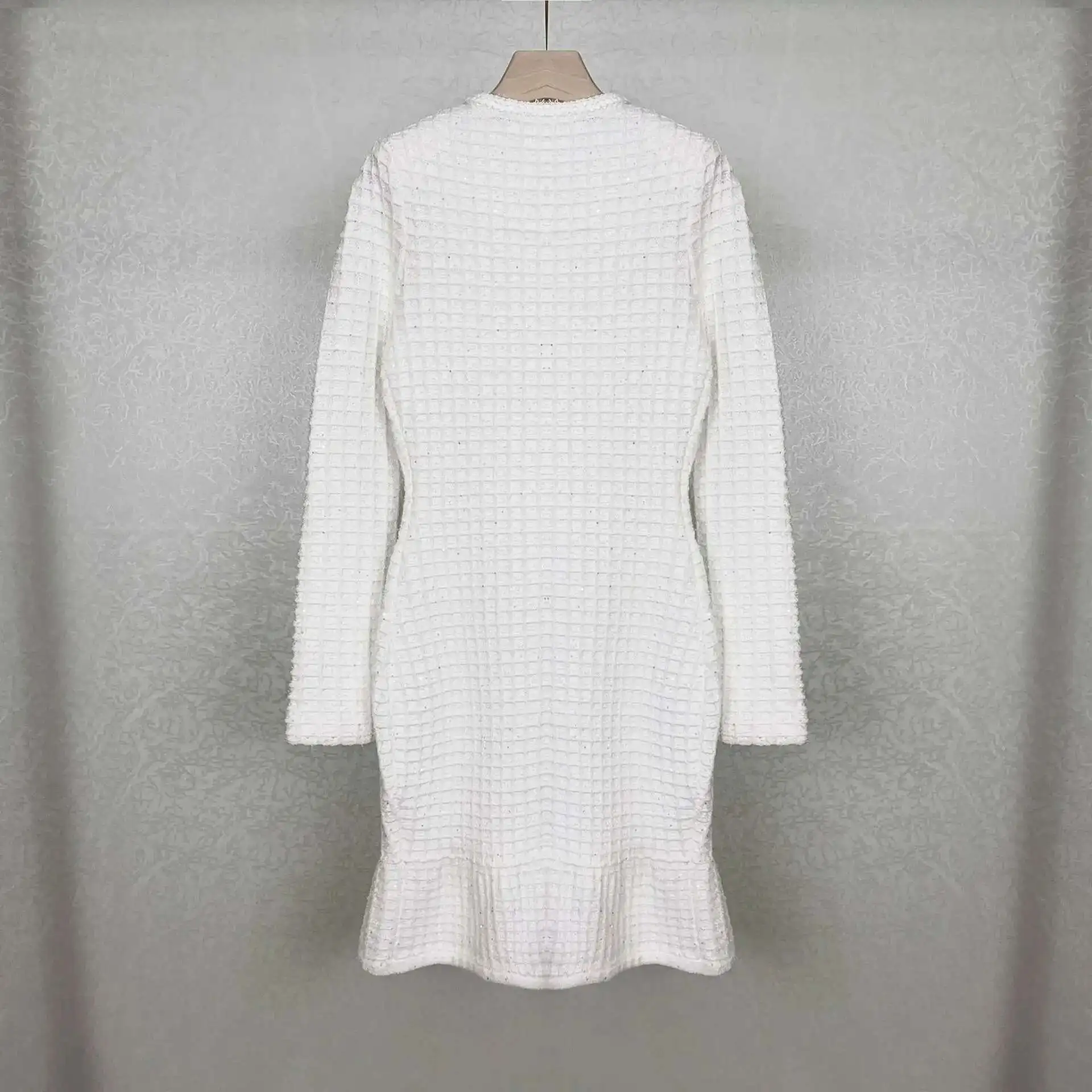 Luxury Designer Autumn Long Sleeved Knitted Sweater Dress For Women Double Breasted Pocket Short Prom Evening Dresses Party