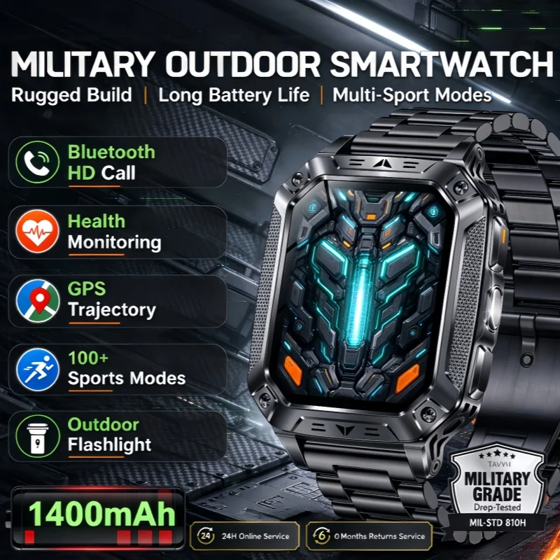 2026 Men's Smart Watch with Built-in 1400mAh Battery 2.01