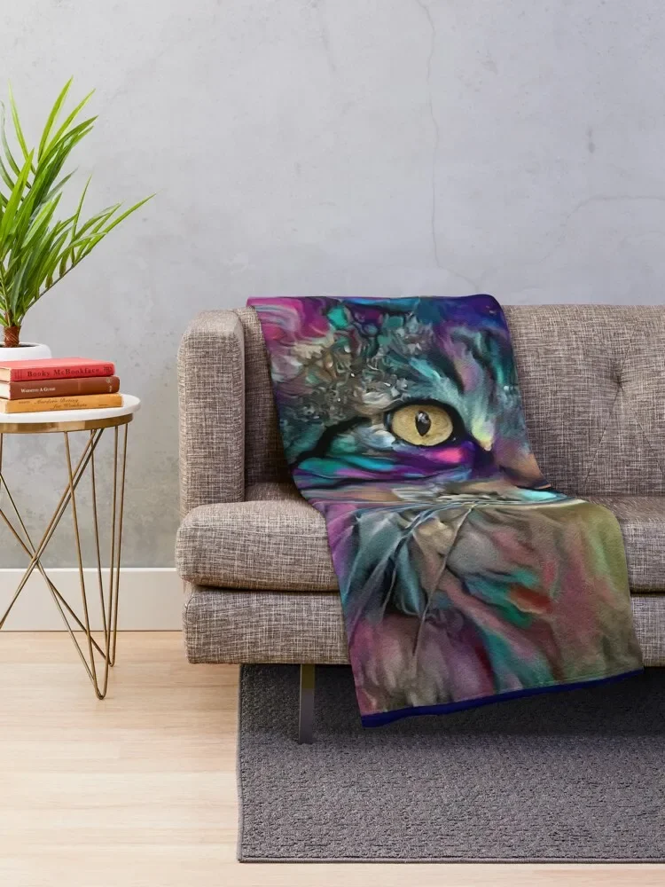 Luigi, cat, kitty, cat, chat, chaton, lea roche paintings Throw Blanket Flannel Fabric Luxury St wednesday Blankets