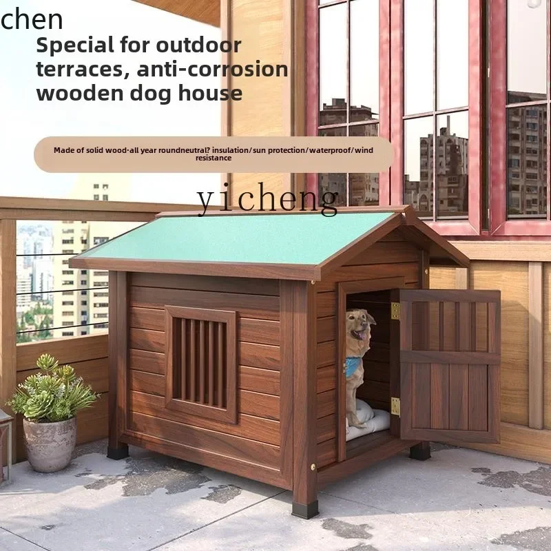 

b7- Dog House Outdoor Solid Wood Waterproof Kennel Universal in All Seasons Winter Outdoor Dog Cage Medium and Large Dogs