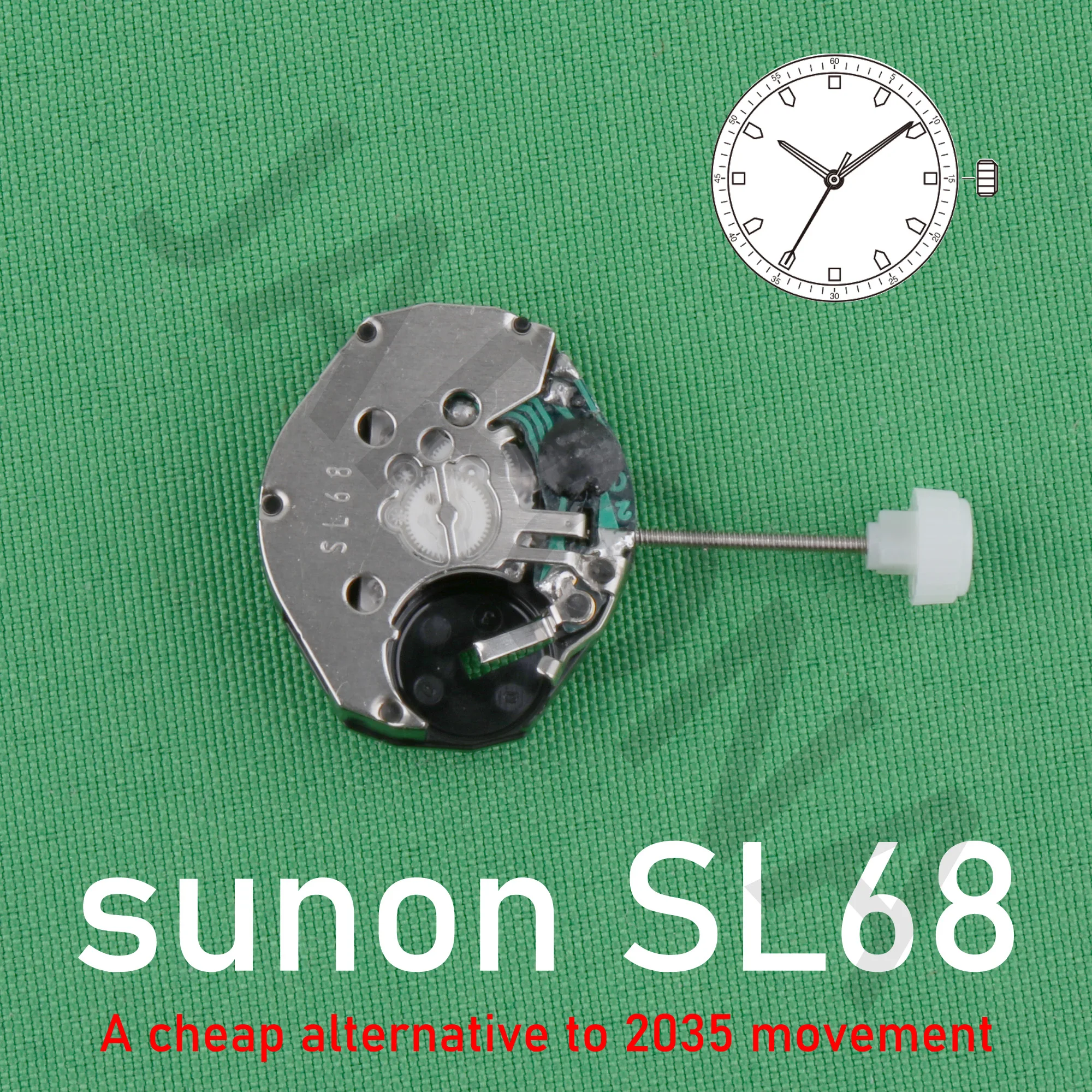 Sunon-SL68 Movimento Quartz Watch, Alternativa Barata para 2035, Reparando Substituição, Movimento Partswatch