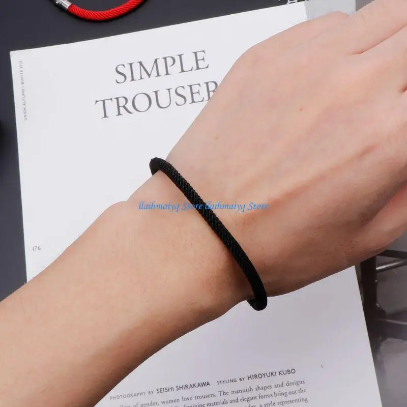 

573B Fashion Red Black Braided String Bracelet with Clasp Kabbalah Bracelets