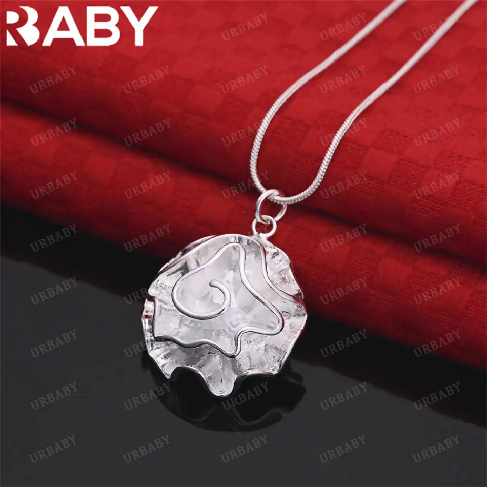 

URBABY 40-75cm 925 Sterling Silver Rose Pendant Necklace For Women Charm Trend Birthday Gifts Fashion Party