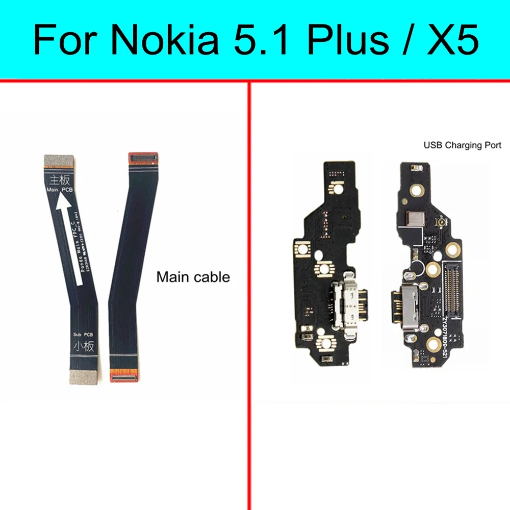 For Nokia 5.1 Plus TA-1120 TA-1105 TA-1102 / X5 TA-1109 USB Charging Dock Port Connector main Microphone Board Main flex cable