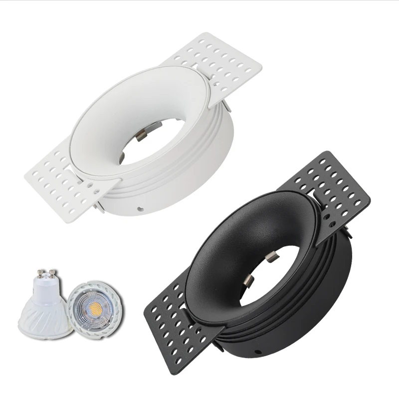 Frameless Recessed LED Ceiling Downlight Fitting GU10 MR16 Bulb Holder Round Spot Light Adjustable Frame