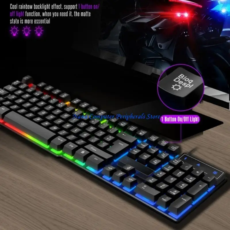 F68C USB Cord Mechanical Touch Keyboards 104Key Floating and Colorful Backlight