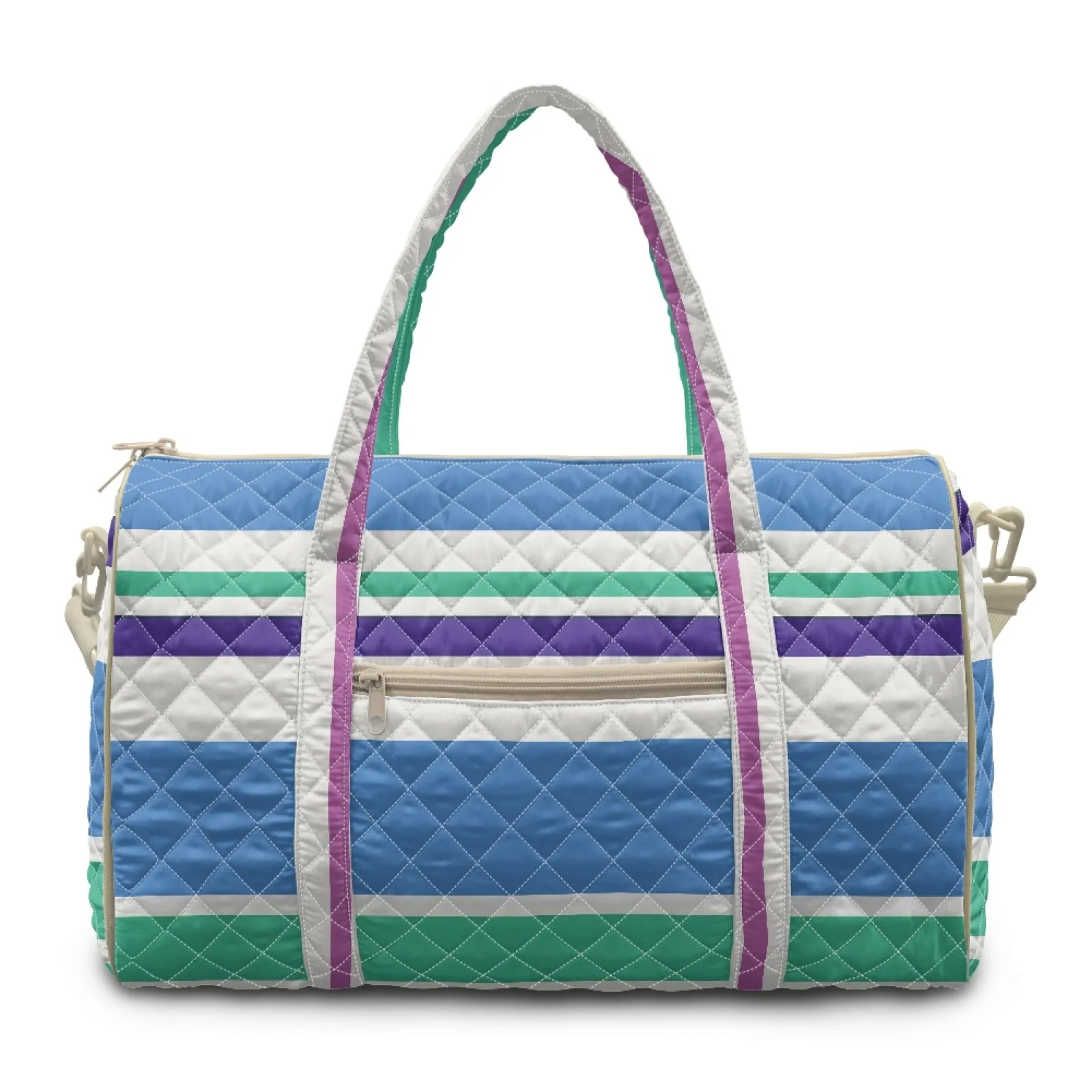 Coloranimal Blue Green Purple Stripe New Trend Quilted Duffle Bag Polyester Large Capacity Workout Duffle Bag for Women