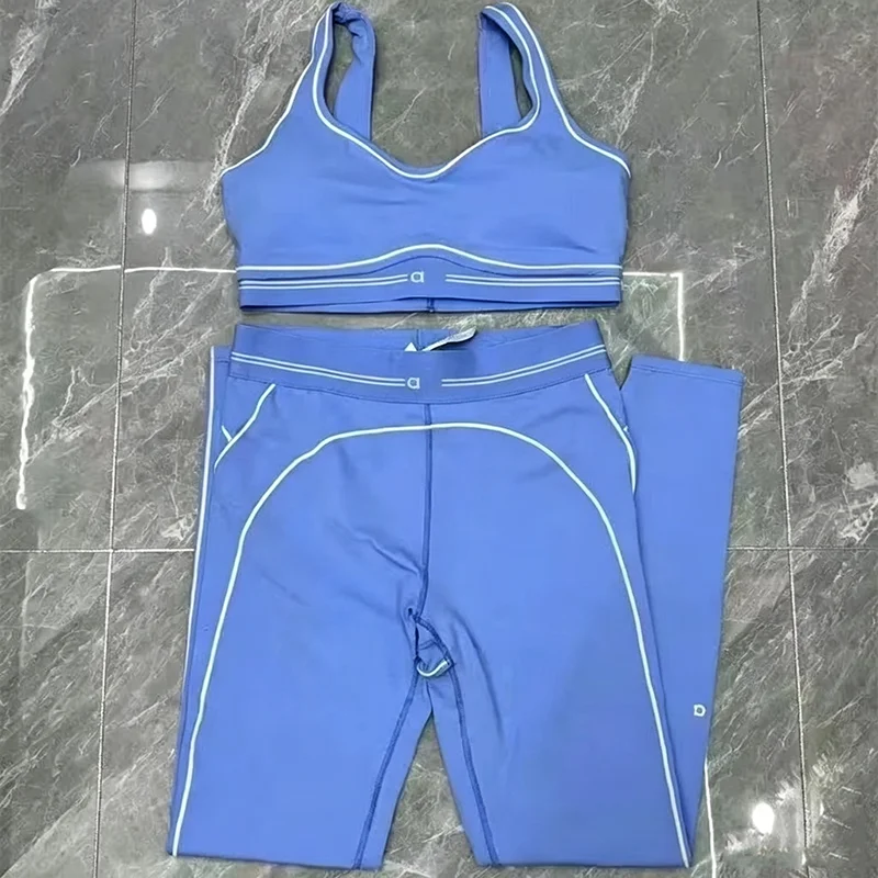 Women Fitness Two Piece Set Running Vest and Long Pants Pilates Training Outfit Breathable High Quality Fabric