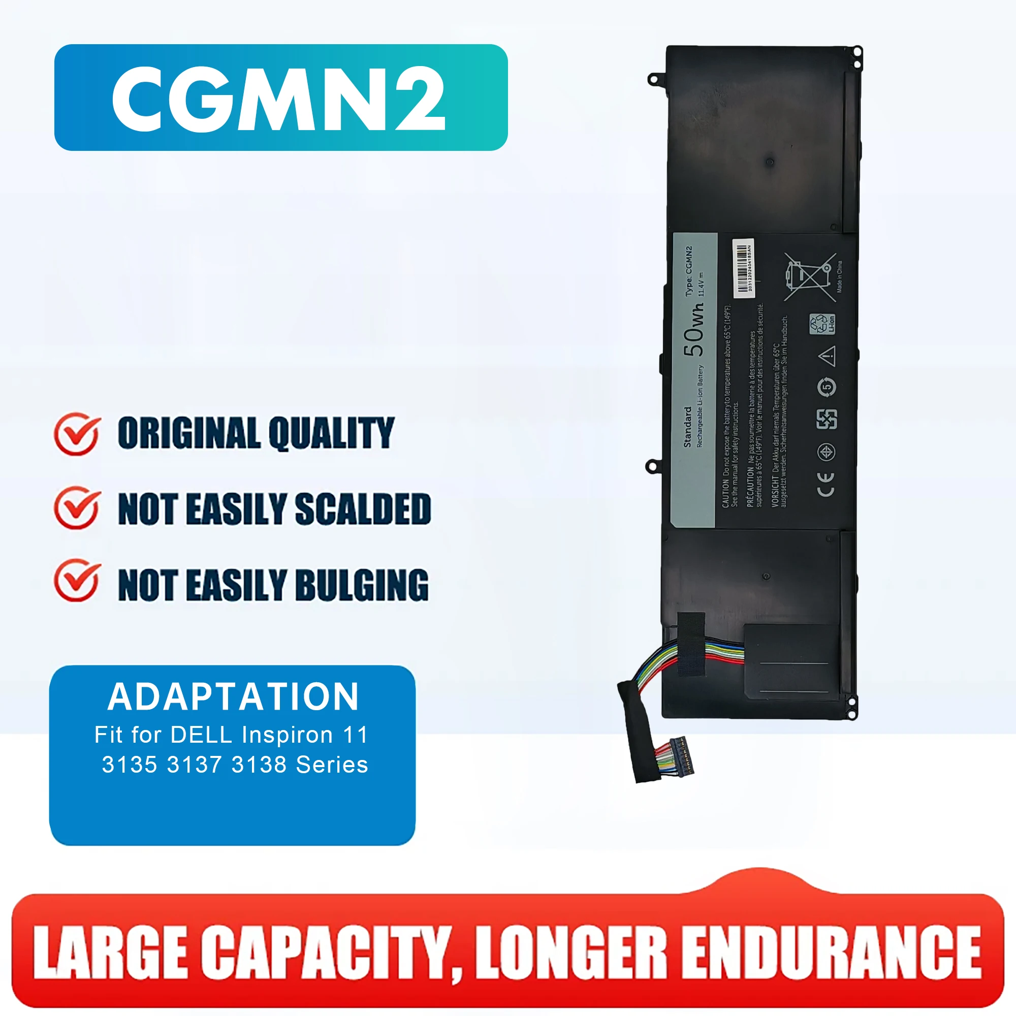 

Laptop Battery CGMN2 11.4v 50wh for Dell Inspiron 11 3000 3135 3137 3138 N33WY NYCRP
