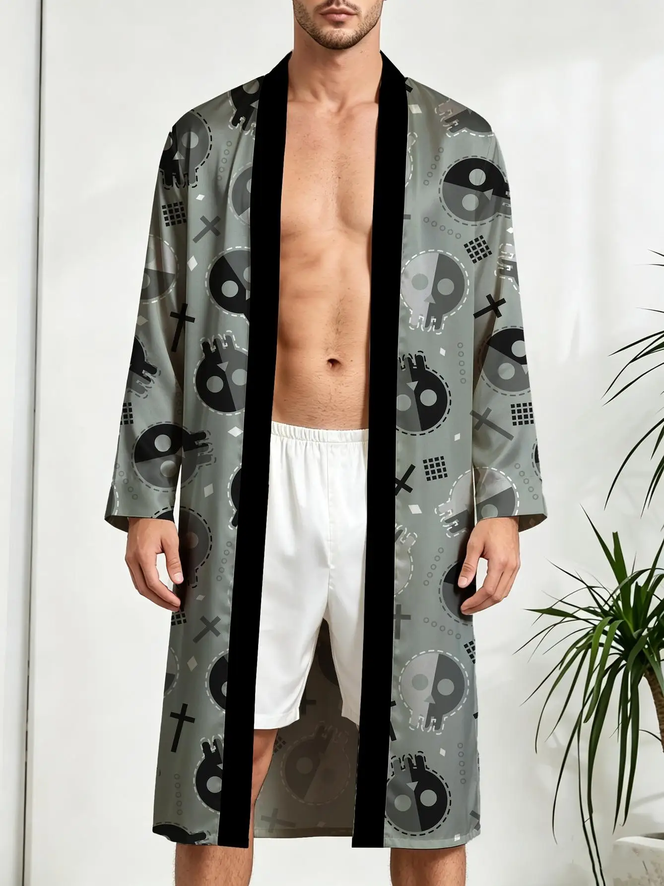 1pcs Men's Robes 2026 Spring/Summer 3D Printed Robes Shower robe Breathable Long Nightgown bath robe Funny pajamas Polyester