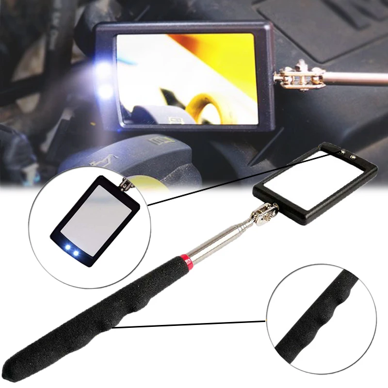 

LED Lights Telescoping Inspection Mirror Flexible 360 Rotation Engine Chassis Inspection Auto Repair Detector Mirror Wholesale