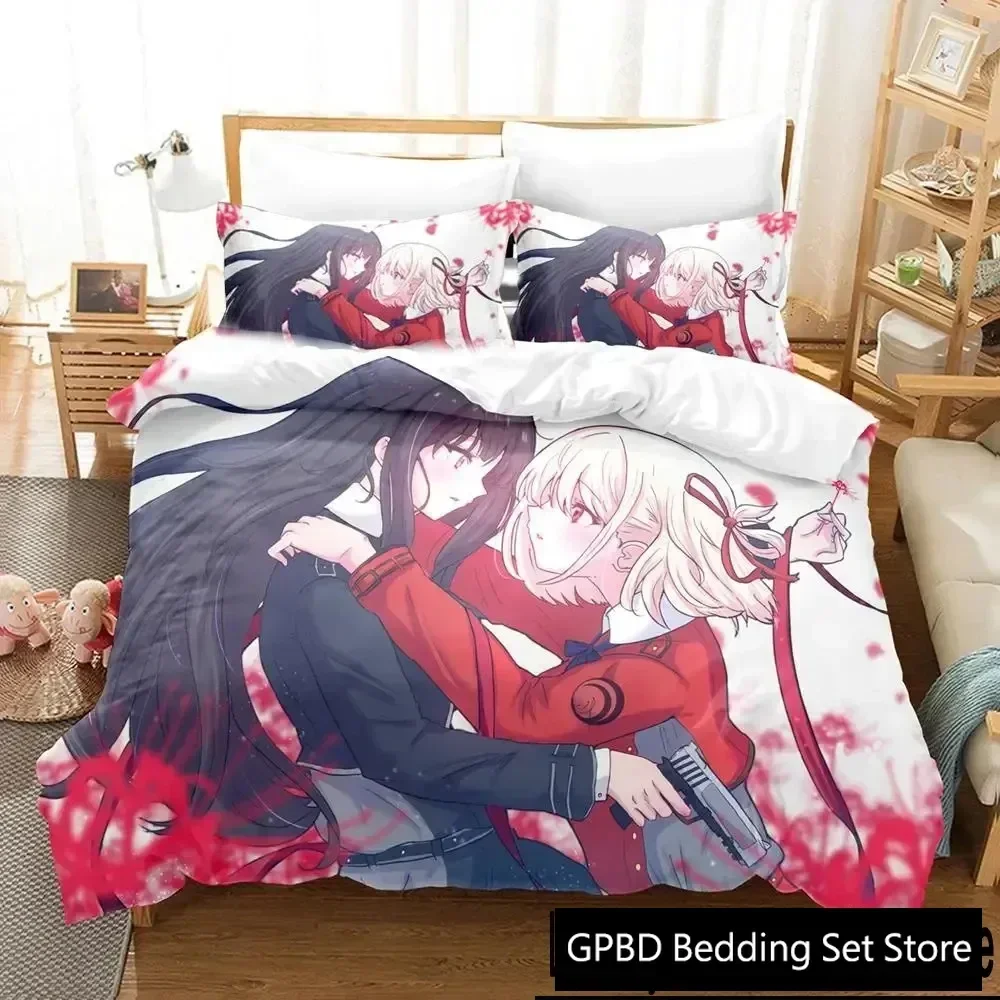 

Anime Lycoris Recoil Bedding Set For Bedroom Soft Modern Bedspreads Comefortable Kids Duvet Cover Quilt Cover And Pillowcase
