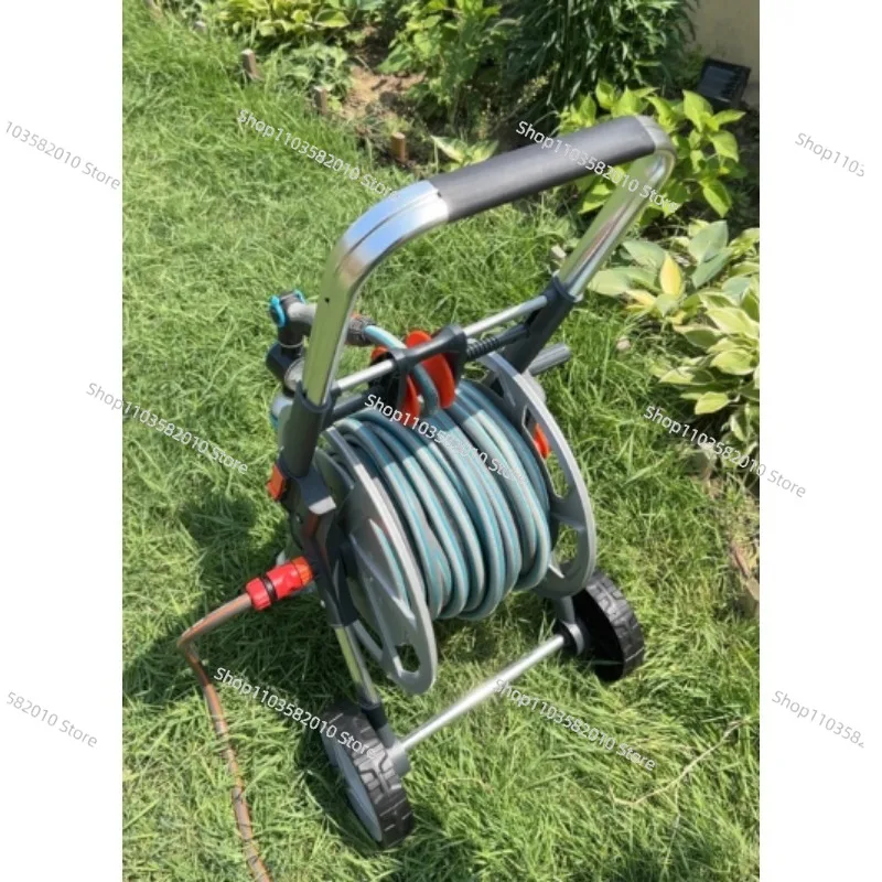 

1/2 Inch Retractable Garden Hose Reel - 2 Wheel Water Hose Trolley for Lawn & Car Washing