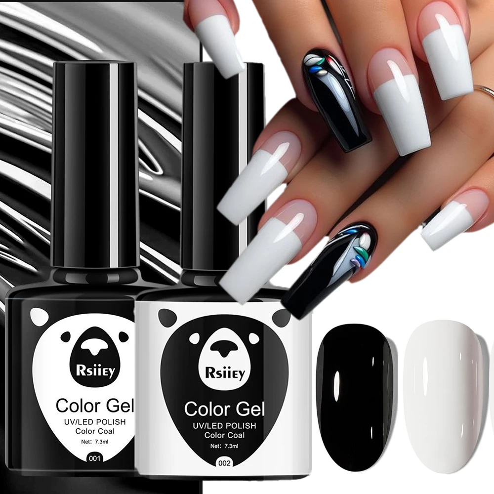 7.3ml Black White Gel Nail Polish High Saturation Long-Lasting UV LED Gel Varnish Base Top Coat Semi Permanent Soak Off Gel Poli
