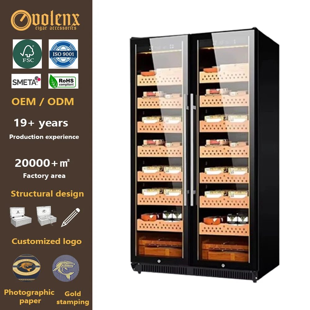 Costom Electric Cigar Humidor Cabinet Cigar Display Air Cooling Cooler Refrigerator Digital Display Cigar Humidors Cabinet