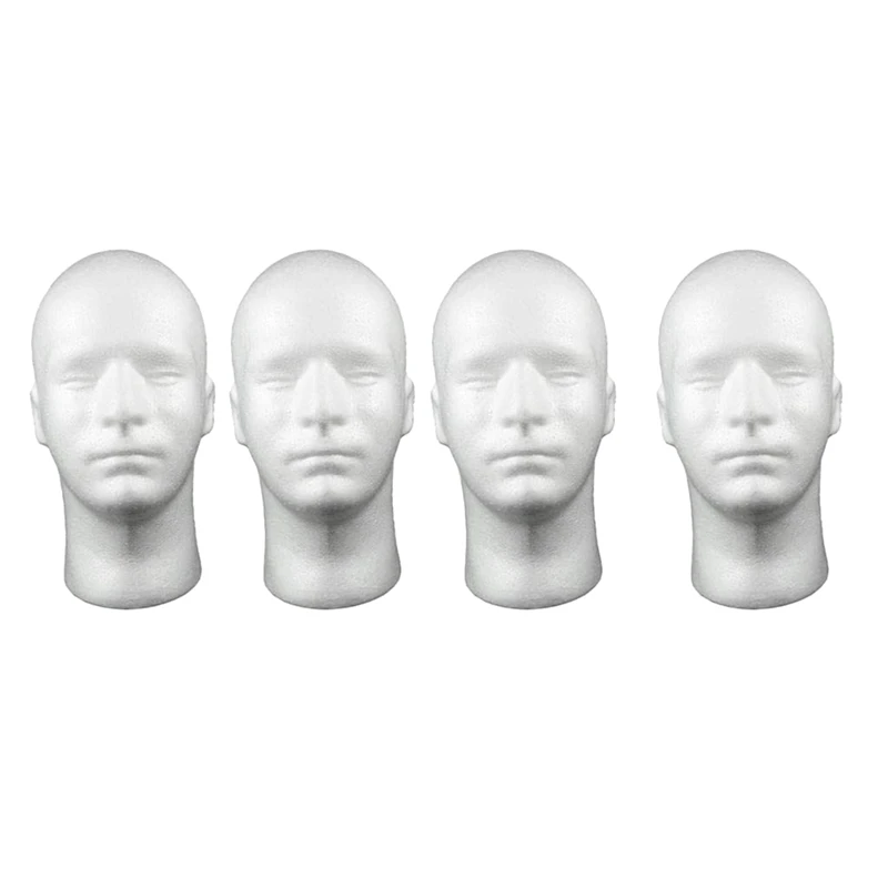 4Pcs Foam Male Head For Headsets Hairpiece F/Salon Male Foam Mannequin Wig Head