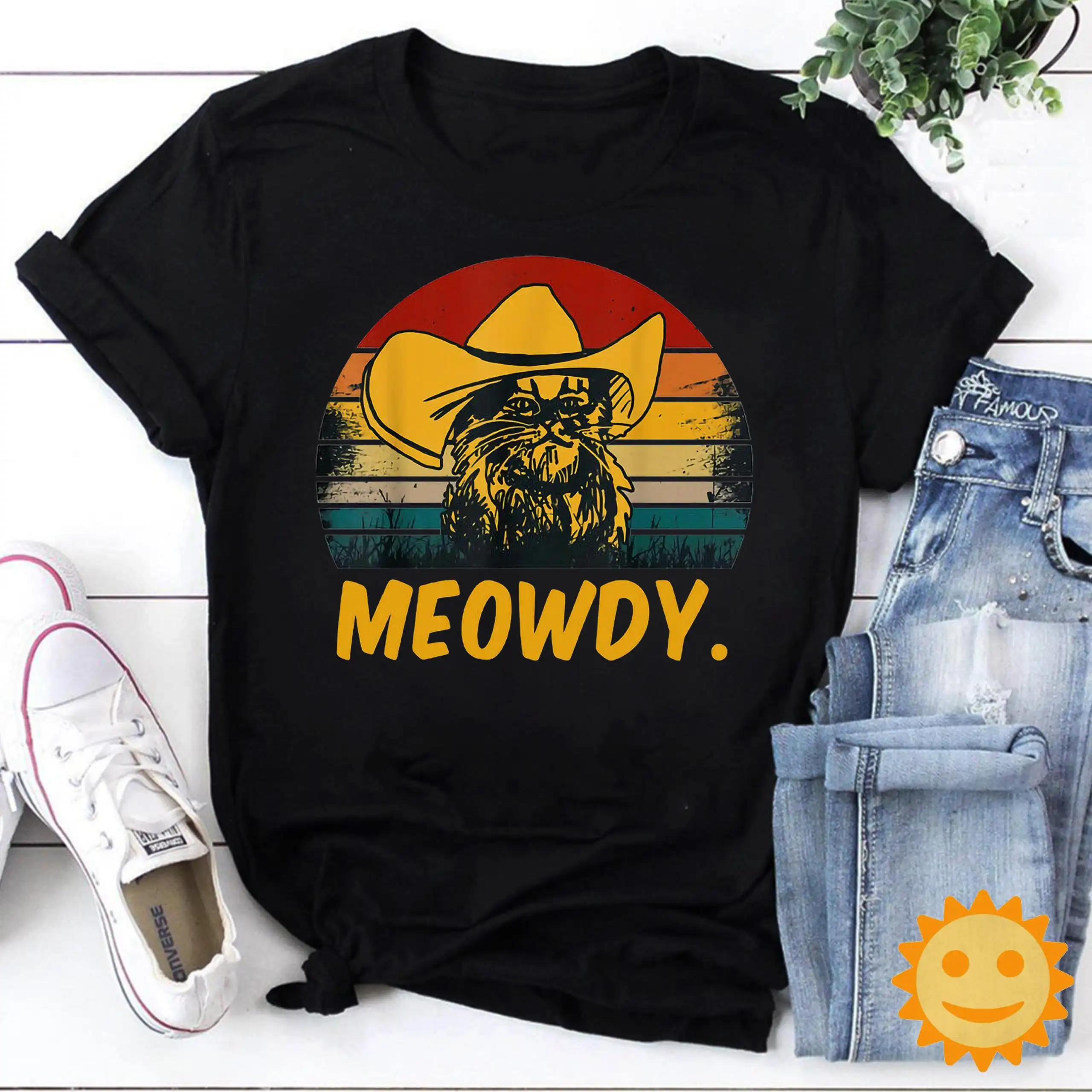 Meowdy Cowboy Cat Vintage T Shirt Lovers Texas