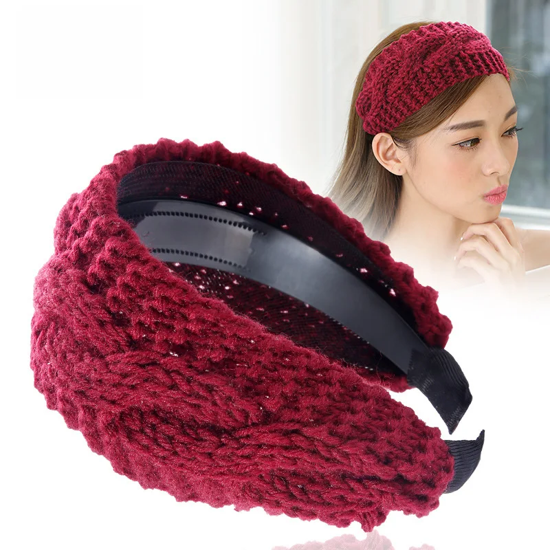 Warm Wide-brimmed Headband  Autumn and Winter Wool Hairpin  Skiing  Covering White Hair  Knitted Hair Accessories  Diademas