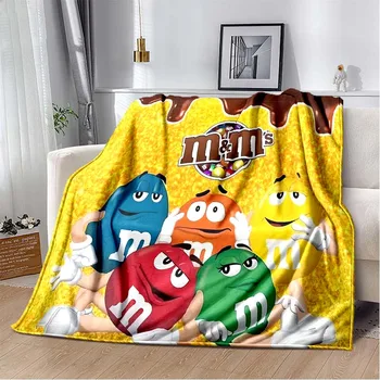 만화 초콜릿 3D 봉제 M-M & M 로고 담요, 가정용 따뜻한 소파 침대 담요, 야외 휴대용 피크닉 선물 담요 