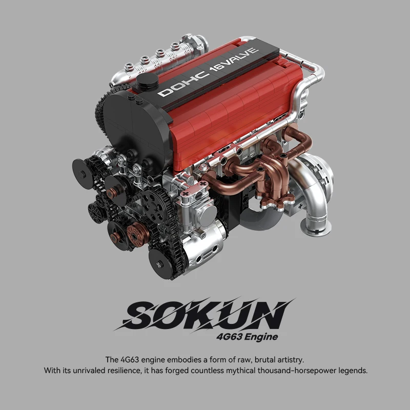 4G63 Engine Building Blocks 1012 Pieces DIY Assemble Model Kit High Simulation Car Engine Bricks Desktop Ornament Toy for Boys