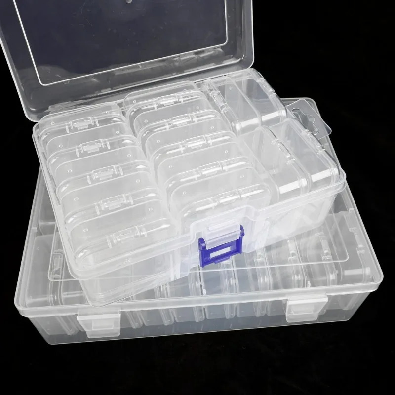 Craft Box for DIY Nail Art Transparent Jewelry Bead Storage Boxes with Multi-Compartment Organizer Dustproof Stackable Design