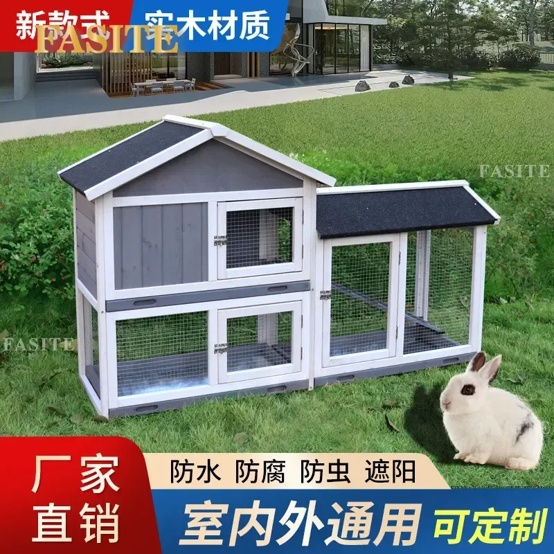 For Rabbit Guinea Pig Cage Large Anti-Spray Urine Nest Automatic Manure Cleaning Indoor Household Pet Special