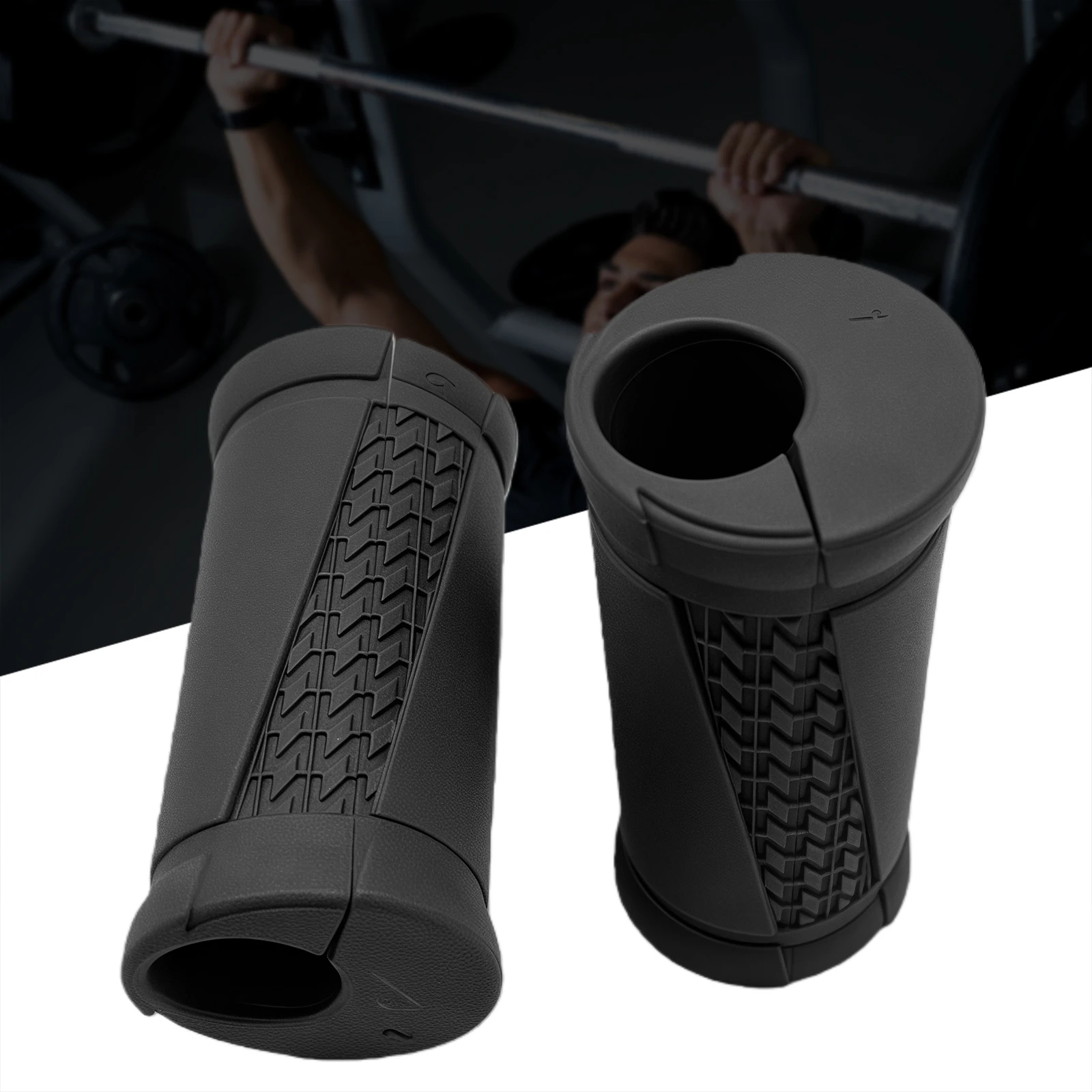 2 Stück generisch abgewinkelte, rutschfeste Langhantelgriffe, Silikon-Hantelgriffe, ergonomische Langhantel-Hantelgriffe für Klimmzugstangen, Hanteln