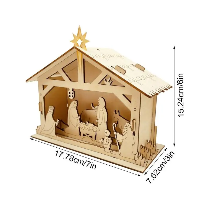 Christmas Nativity Scene Wooden Pendant Religious Christian Hanging Ornaments Birth Of Jesus Christian Christmas Decor