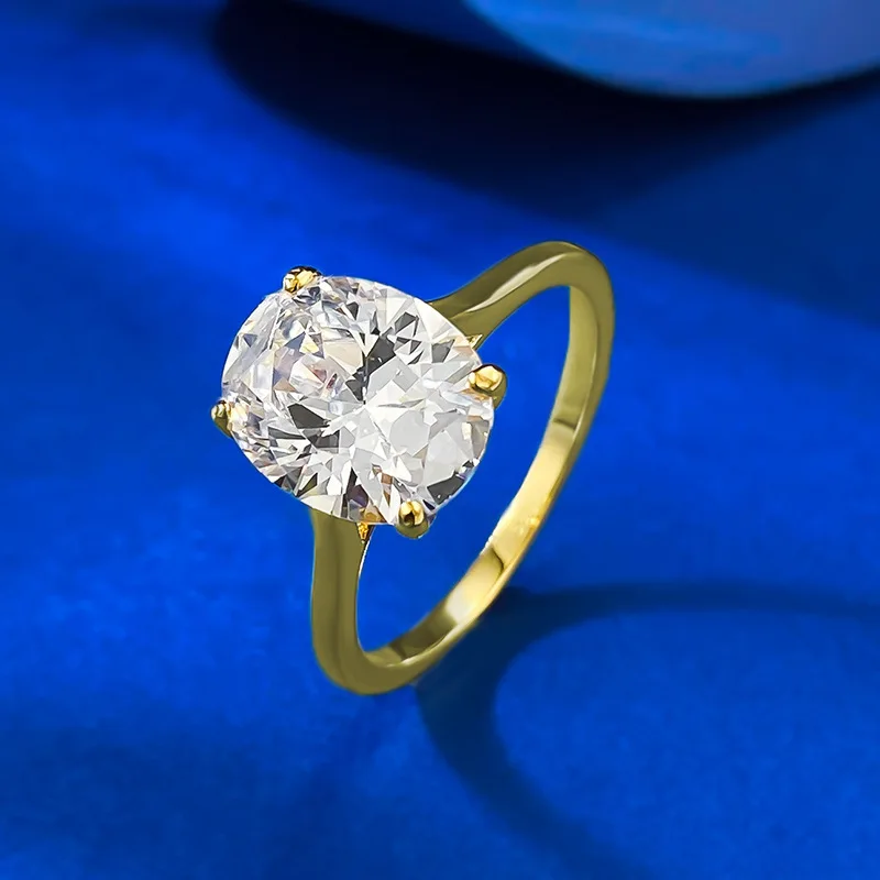 

S925 Silver Ring High Carbon Diamond Similar Moissanite Wedding Ring for Women Pigeon Egg Yellow Gold Gorgous Fine
