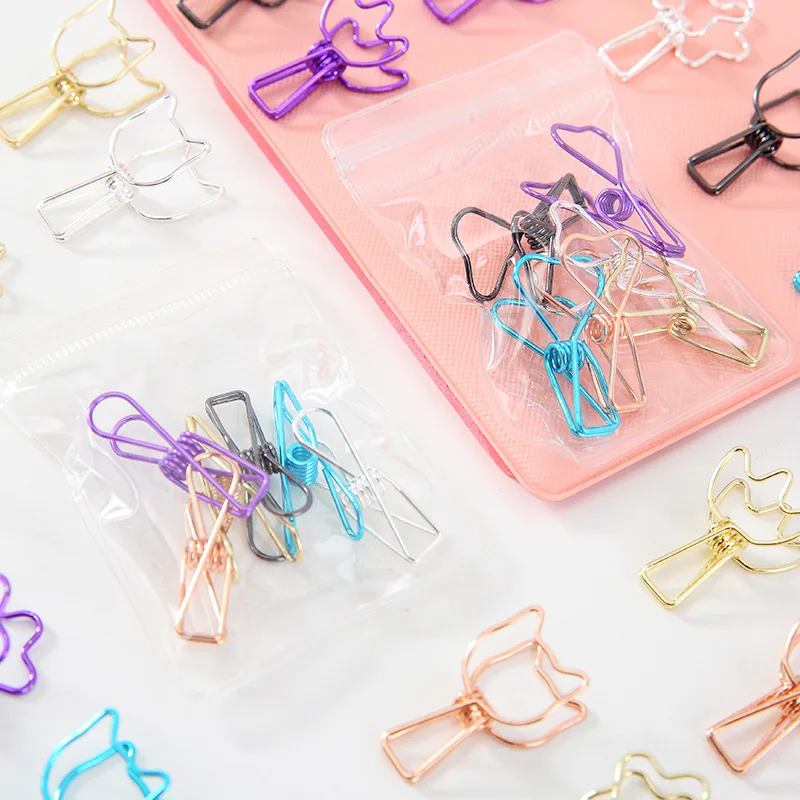 6PCs/Set Cute Kawaii Photo Decorative Metal Quality Binder Paper Clips Desk Office Accessories School Supplies