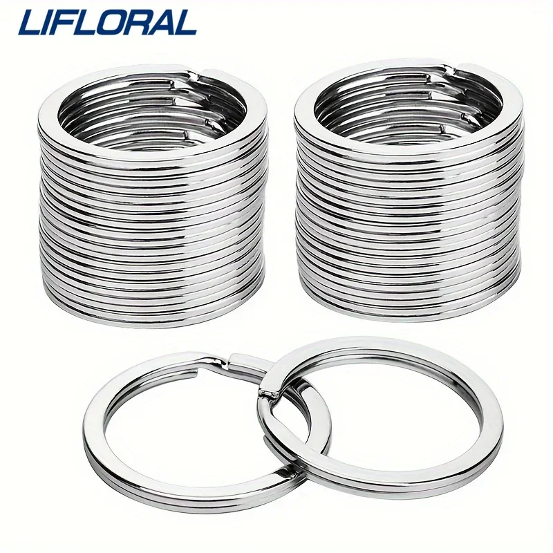 100pcs Blank Keyring Keychain Split Rings Keyfob Key Rings Clasp Key Chain Key Pendant Stainless Steel Rings