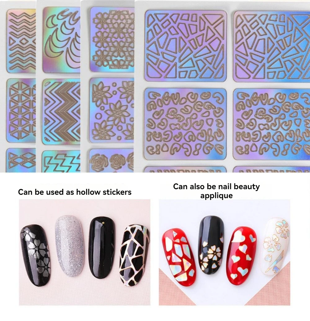 Nagel Stickers Laser Skelet Stickers Nagel Stickers 3d Stickers Nail Holle Gemengde 24 Modellen Nail Painting Tools