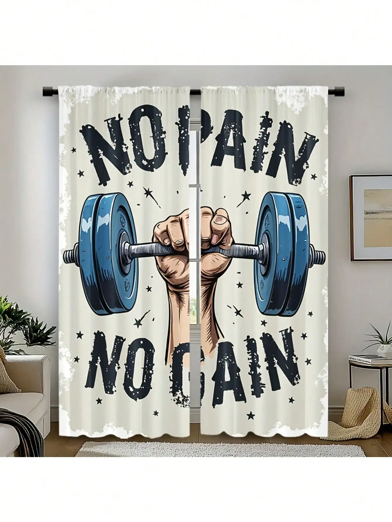 2pcs Gym Motivational Curtains With 