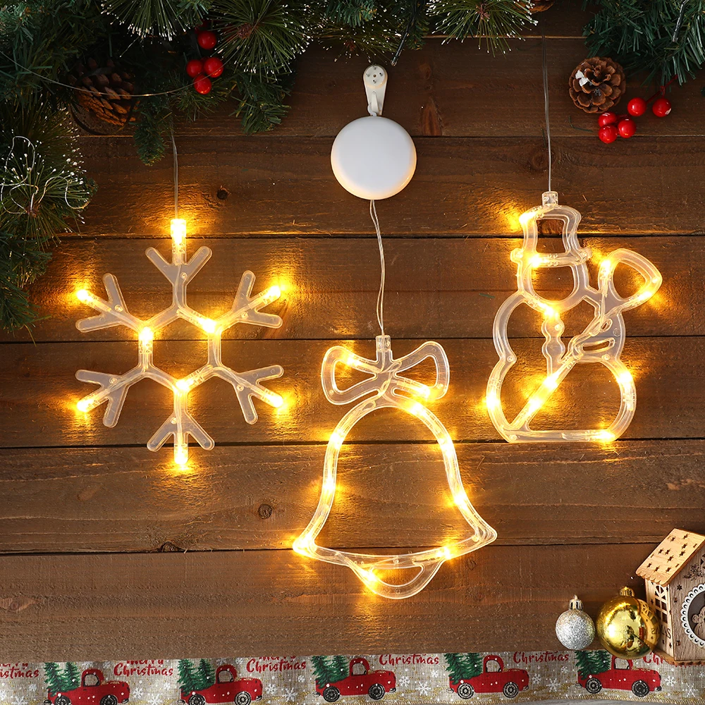 Santa Claus Suction Cup Lights LED Christmas String Lights Battery Window Light Christmas tree Lighting In Living Room Display