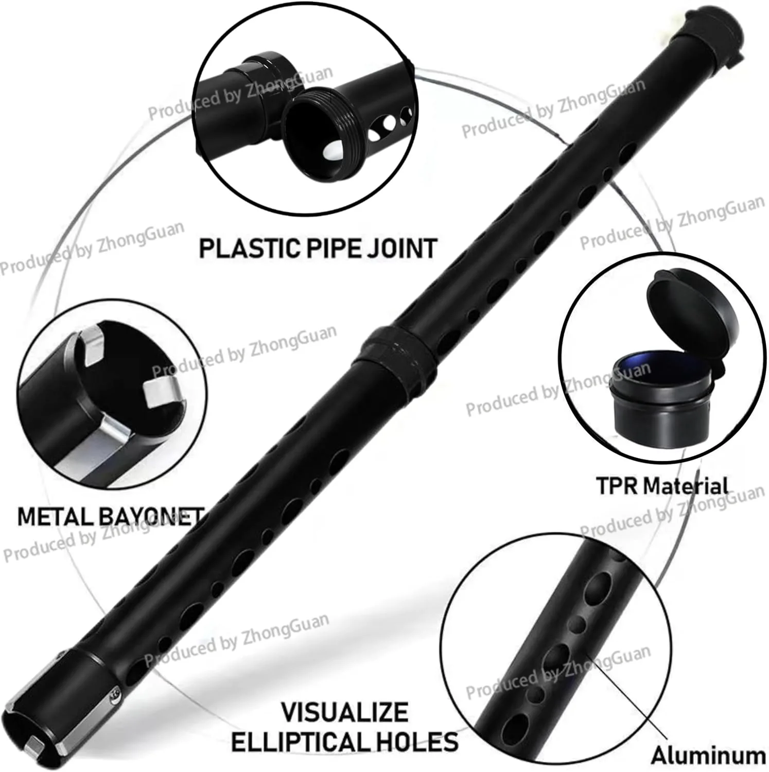 新しいゴルフ用アルミ製ボールピックアップシリンダーは分解・組み立てが簡単で、上下部のボールピックアップ機能も搭載されています。