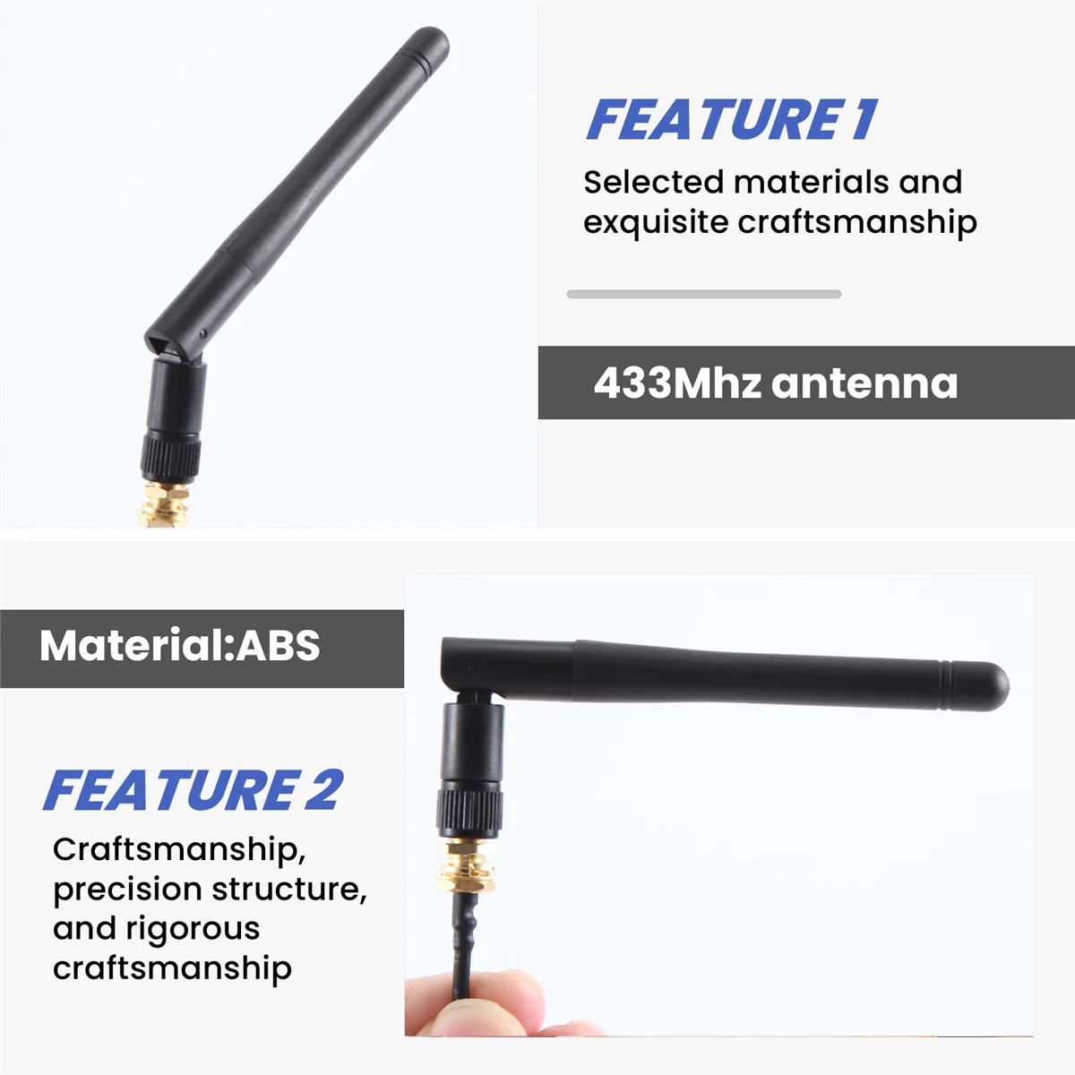 433Mhz Antenna 3Dbi GSM RP-SMA Plug Rubber Waterproof Lorawan Antenna + IPX to SMA Small Cable Extension