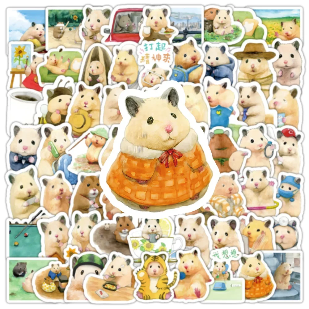 100PCS Kawaii Hamster Aufkleber Niedlichen Tier Cartoon Graffiti DIY Aufkleber Gepäck Laptop Telefon Gitarre Fahrrad Skateboard Spielzeug Geschenke