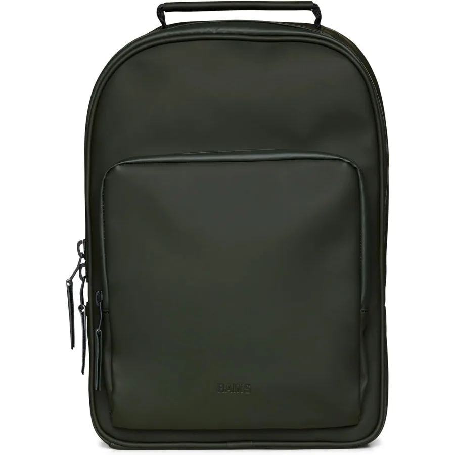 RAINS Large Book Daypack Rucksack Laptoptasche Wasserdicht 2 Jahre Garantie Grün