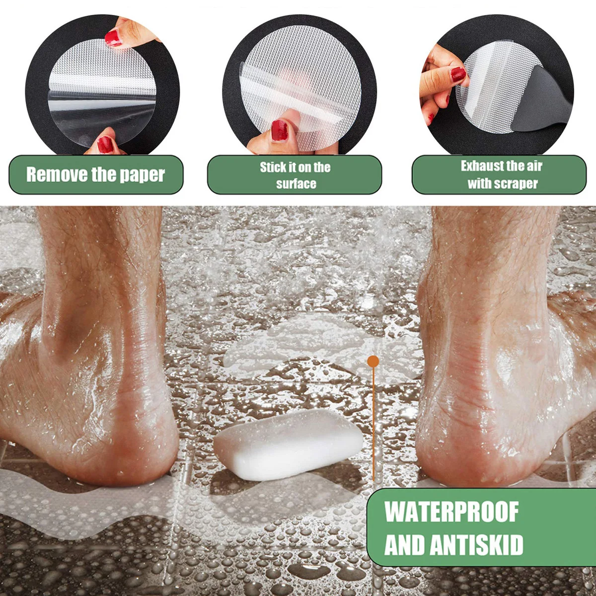 6/12/24/36 pcs Anti Slip Safety Strips Round/Flower/Snowflake Anti Skid Tape Stickers for Bathroom Bathtubs Shower Stairs Floor