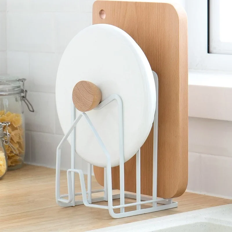 

Metal Pot Lid Holder Storage Rack Multi Layer Space Saving Rustproof Minimalist Chopping Board Organizer Iron Art Home Rack