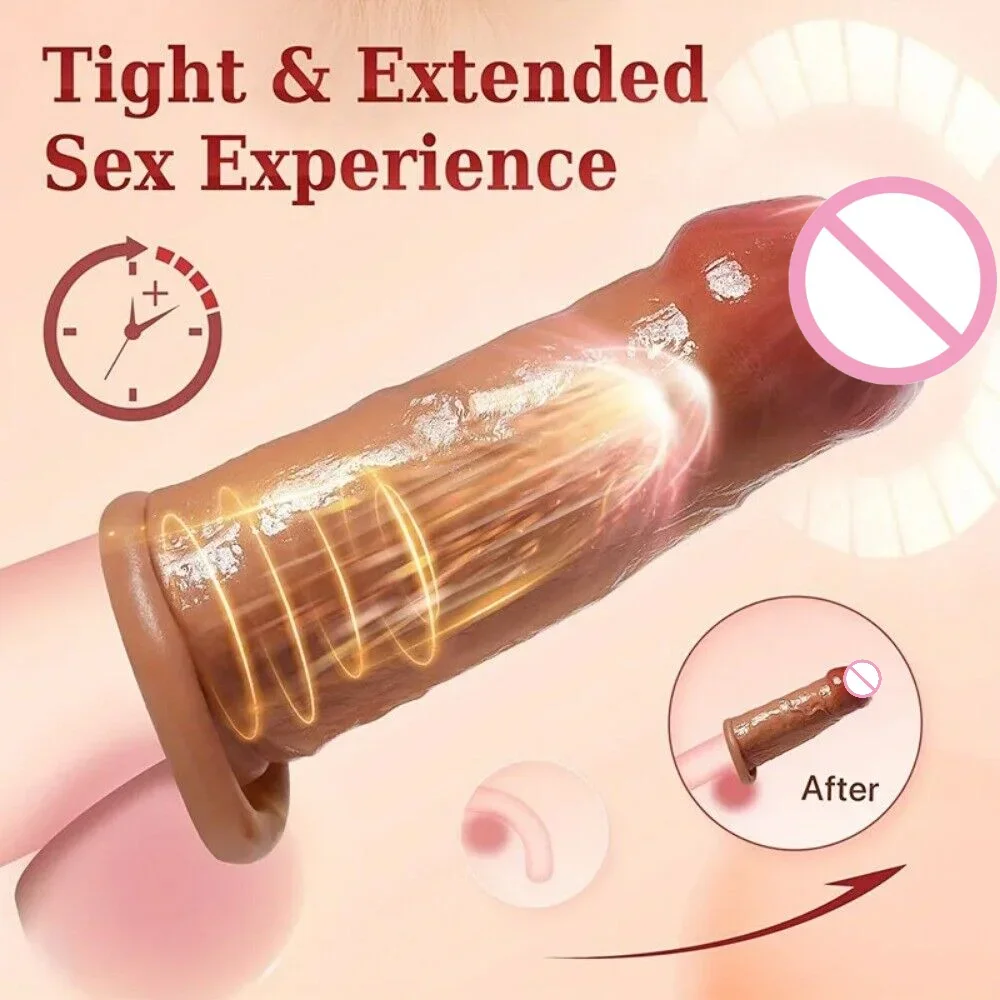 Silicone Realistic Penis Enlargement Set Penis Stretcher Couple Flirting Cock Ring Penis Restraint G-spot Stimulation Sex Toys