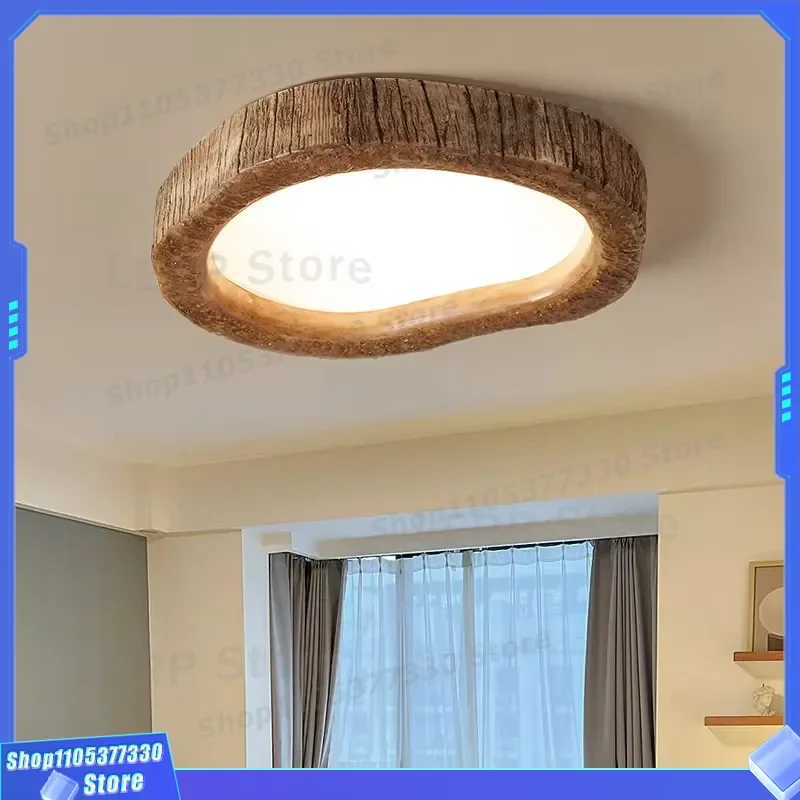 Modern Simple Wood Grain Ceiling Light Creative Heart LED Iron Home Full Spectrum Acrylic Bedroom Eye Protection Fixture