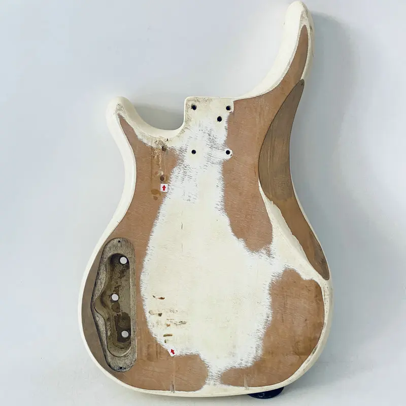 AB284 PJB Bass Guitar Body Unfinished 4 String Electric Bass Passive Pickups  with Wood Damages for Replacement