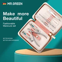 MR.GREEN-Juego de manicura y pedicura, herramientas para cortaúñas, tijeras profesionales para uñas de acero inoxidable, Kit de Estuche De Viaje 7 en 1