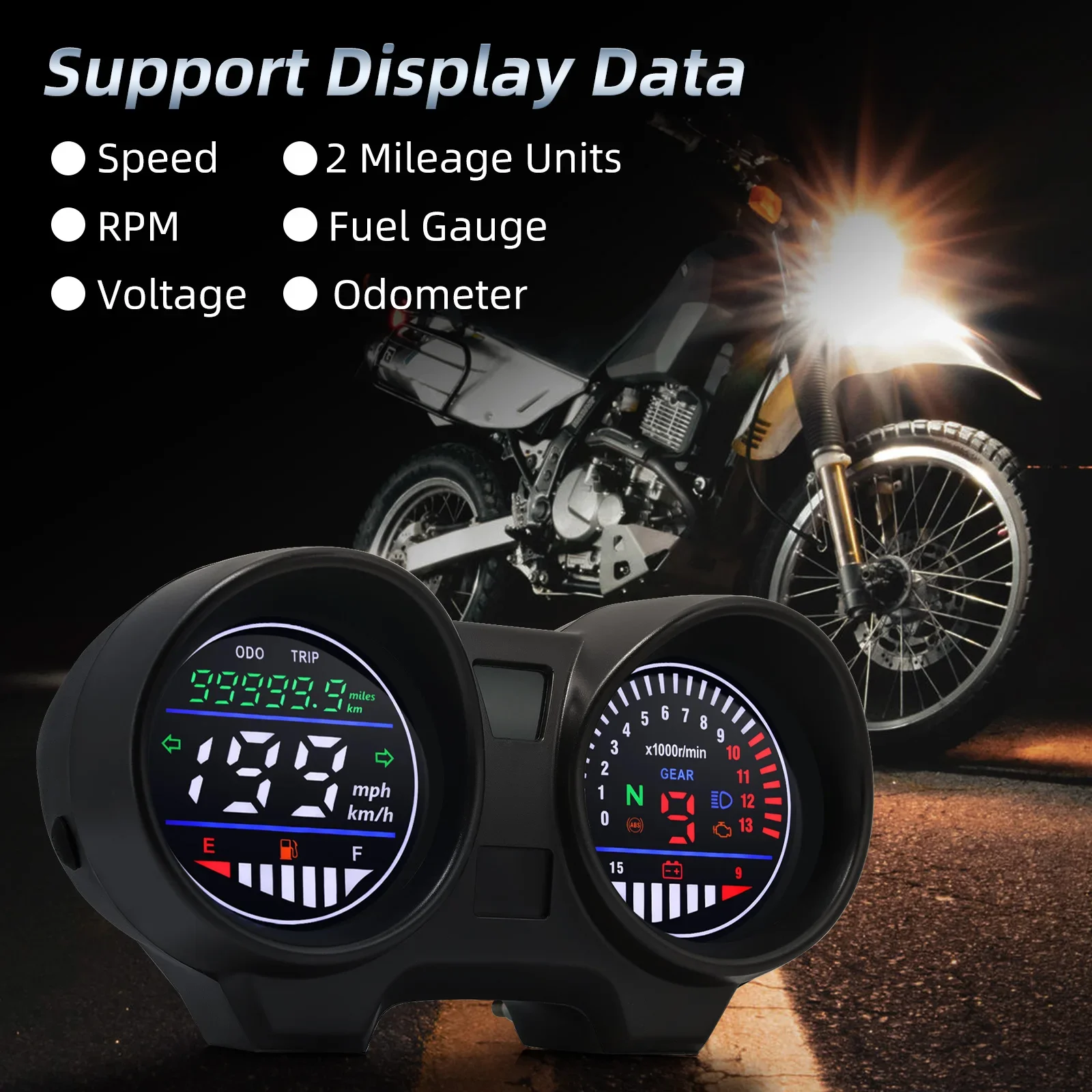 Digital Motorcycle Speedometer Tachometer 0-15000rpm Voltage Oil Level Meter for Brazil TITAN for Honda CG150 2004-2009 Fan150