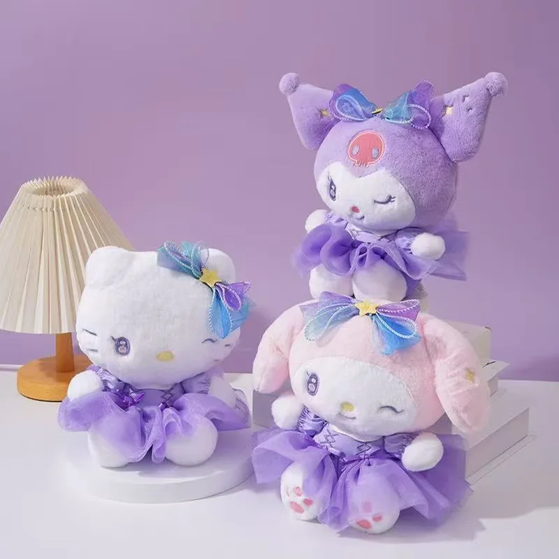 25cm sanrio olá kitty brinquedo de pelúcia bonito anime dos desenhos animados kuromi minha melodia cinnamoroll decoração do quarto boneca de pelúcia presentes do feriado