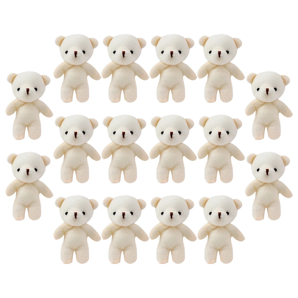 16 Pcs Mini Bear Keychain Cute Pendant Charm DIY Tiny Bears Ornament Pp Cotton Holder Toys