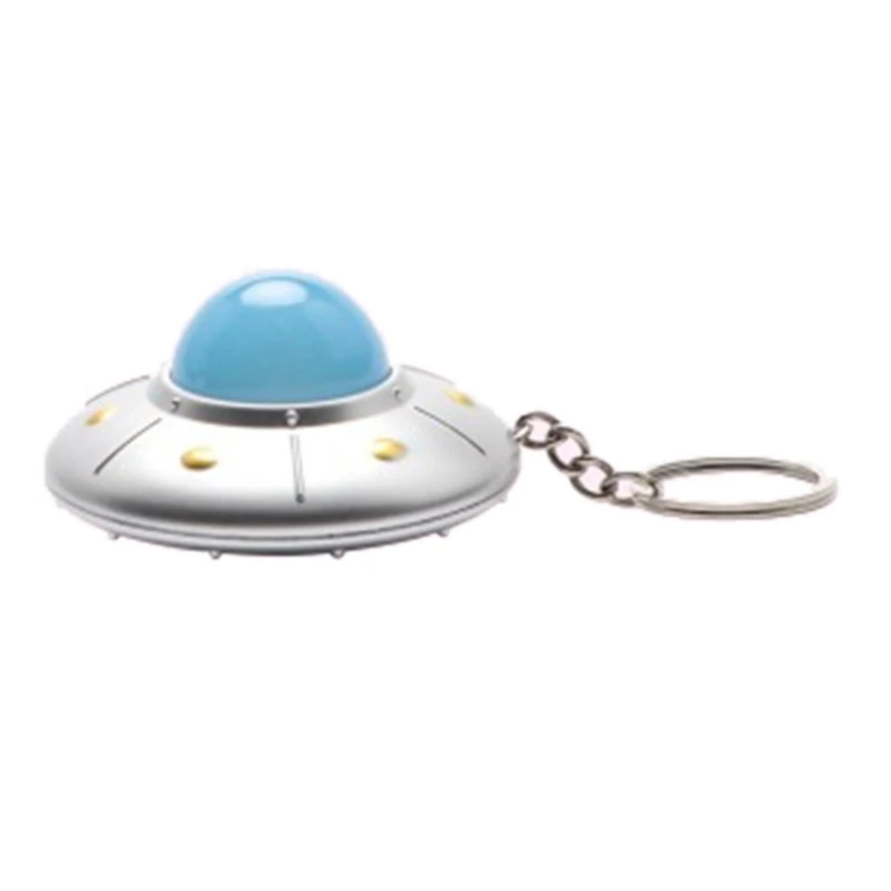 UFO Keyring Ornament Mini Spaceship Model Keychain Pendant with LED Light C1FC