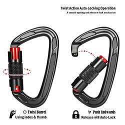 Mosquetón de escalada con bloqueo automático, gancho de tornillo Maestro de seguridad, hebilla de escalada en roca, montañismo al aire libre, forma de D, 24KN